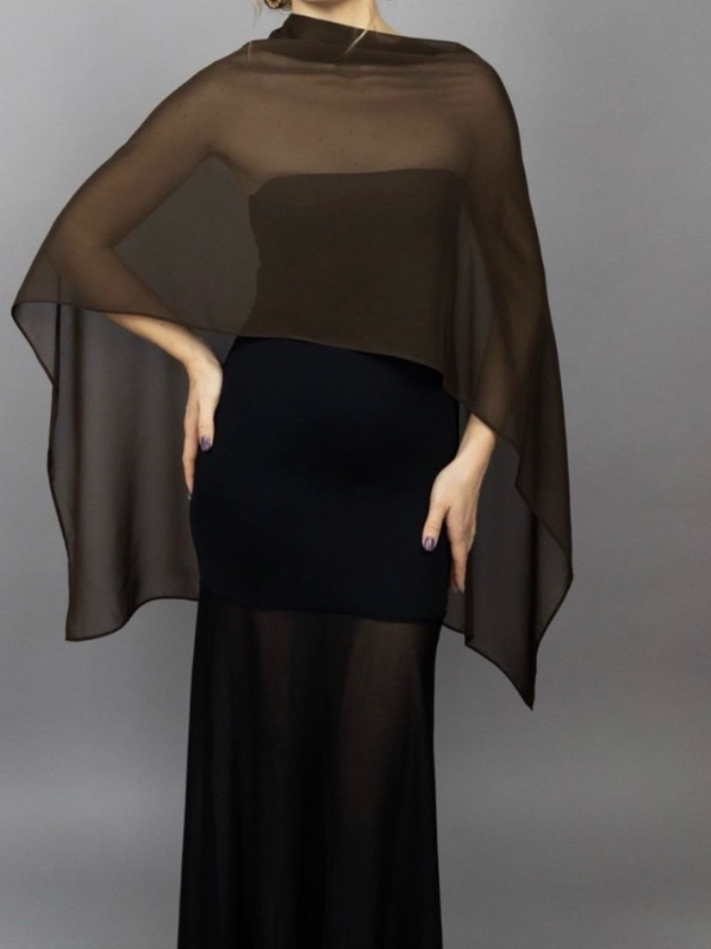 Brown shrug Greek style wrap scarf